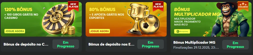 Secção de promoções e recompensas do casino